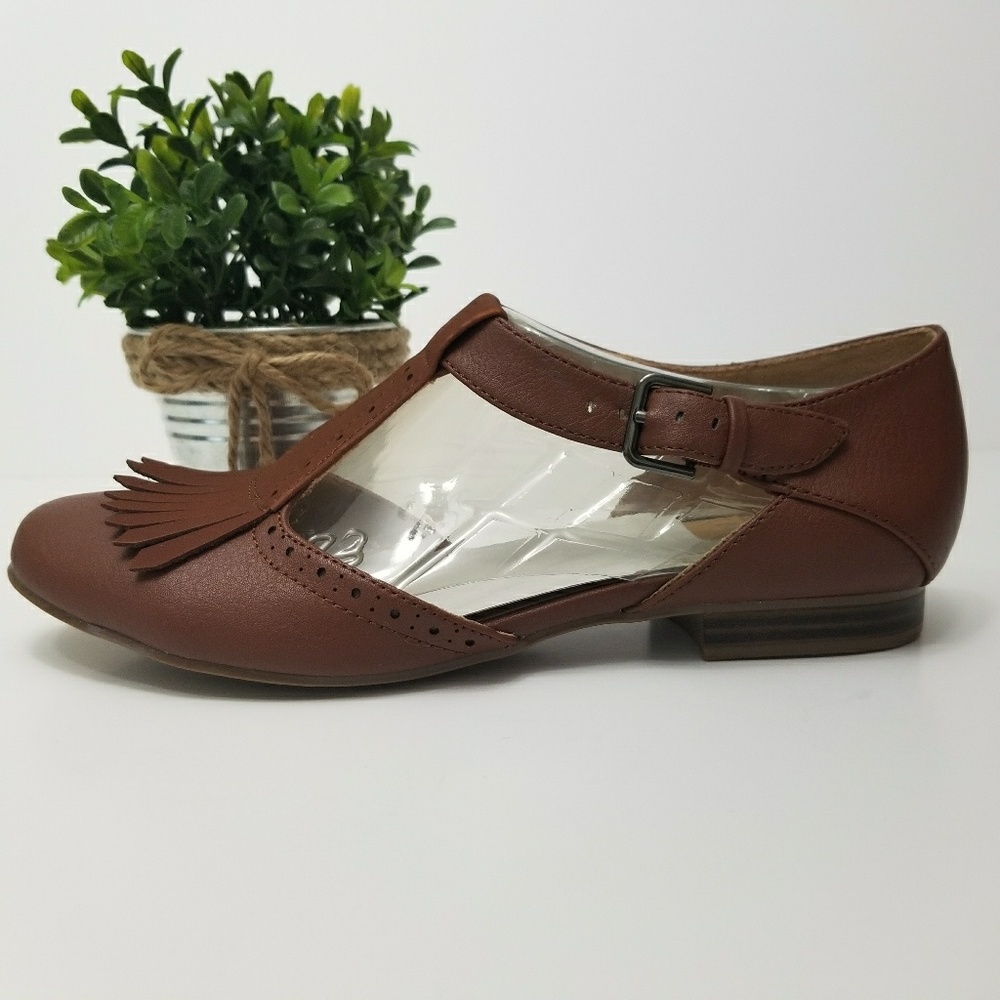 Naturalizer "Lia" Mary Janes Brown Dress Flats - Picture 4 of 8